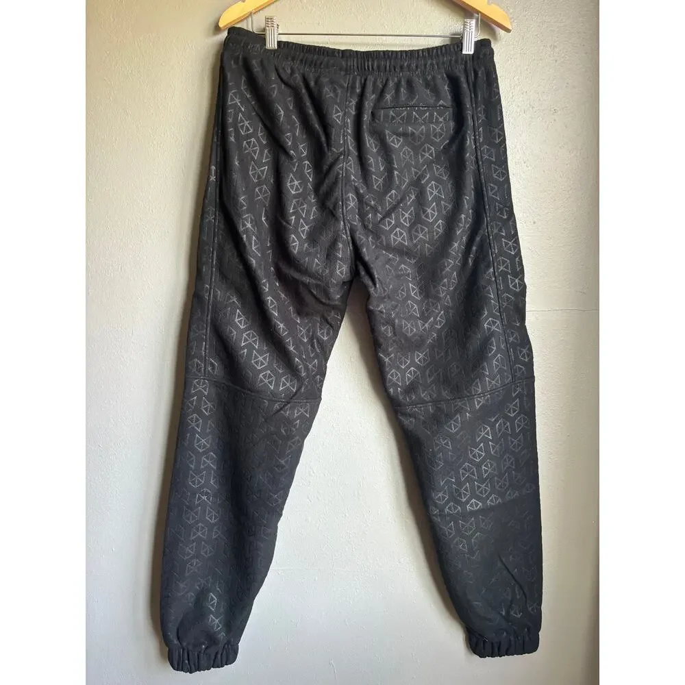 Rawgear‎ Mens Monogram Jogger Pants Elastic Waist Tapered Leg Black Size Medium